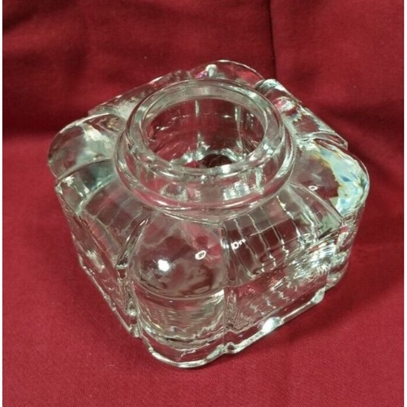 Vintage Early American Crystal Glass Block Ink Well Art Deco Bevel Cut Beautiful - Picture 3 of 5
